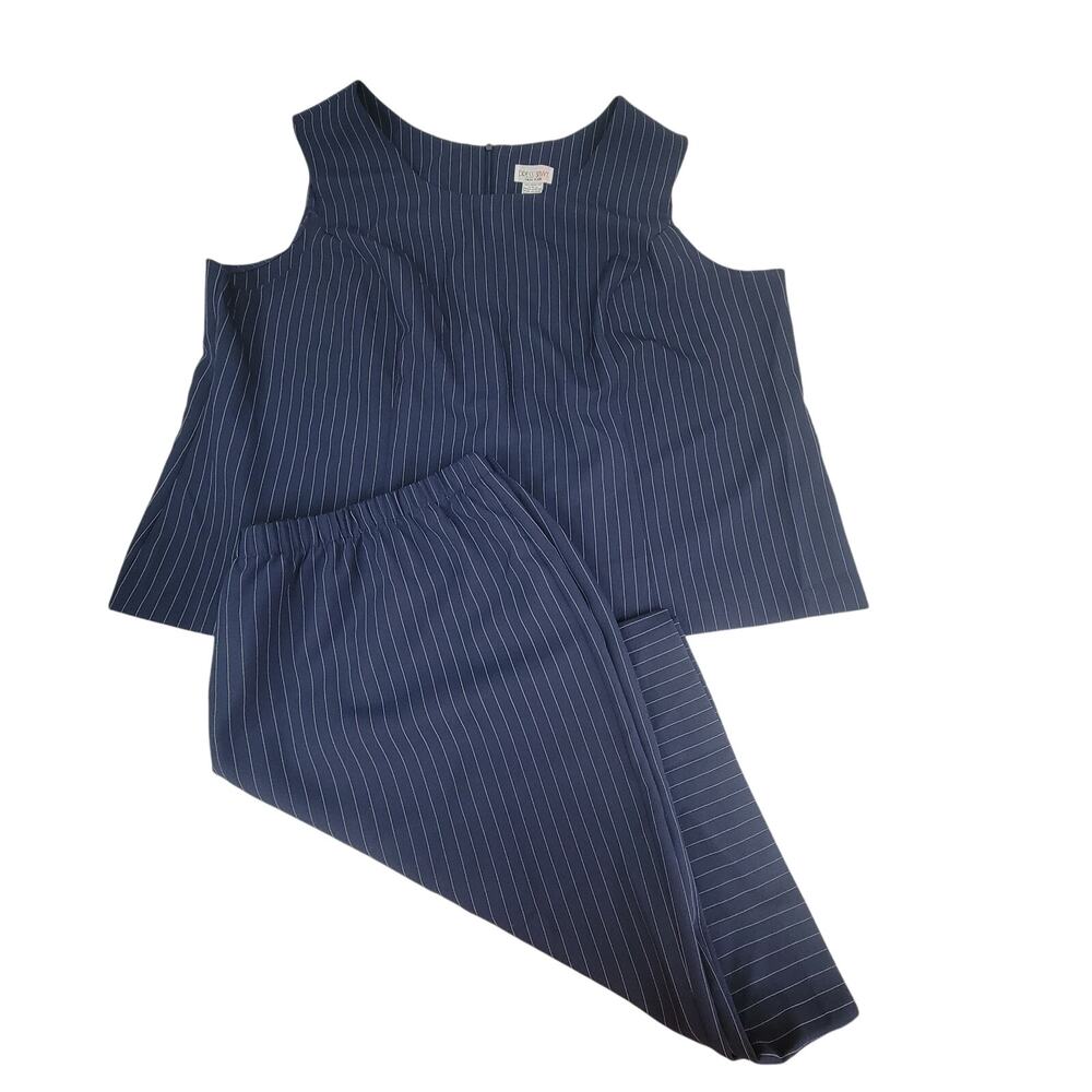 Dress Savvy New York 24W Navy White Pinstripe Skirt Tank Set